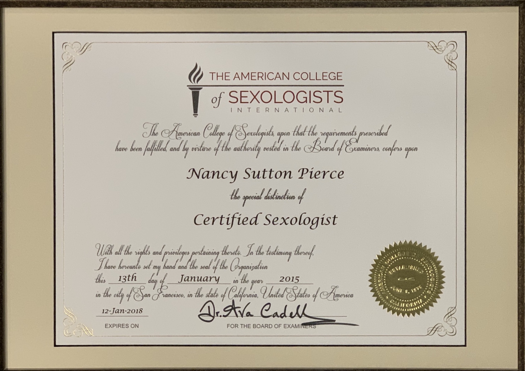 Professional Affiliations Dr. Nancy Sutton Pierce